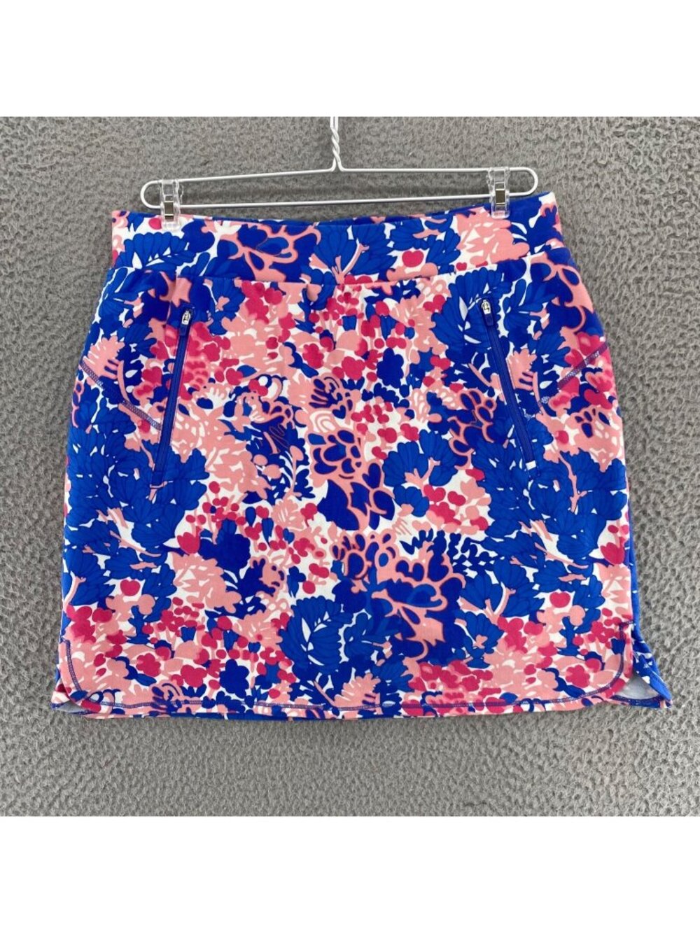 T By Talbots Skort Womens Medium Blue Pink Floral Mini Stretch Knit Activewear